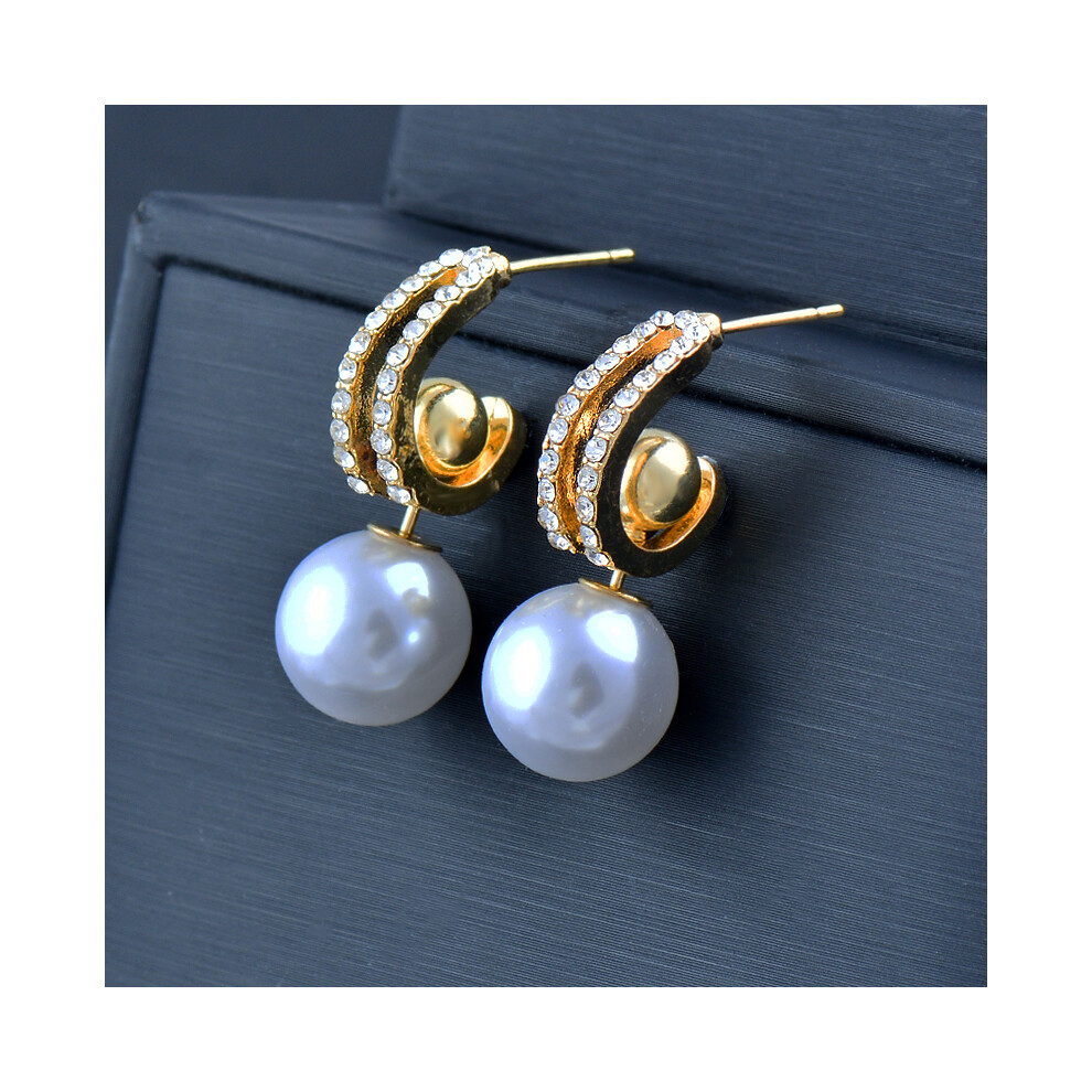 (ES195HCN) Boucles d'oreilles pendantes en perles d'imitation grises et blanches pour femme, bijoux vintage, mariage,