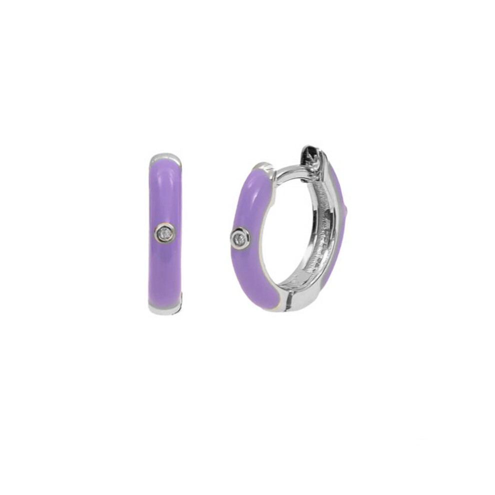 -43Aide Boucles d'oreilles créoles en argent sterling 925 avec zircones cubiques violettes pour femmes