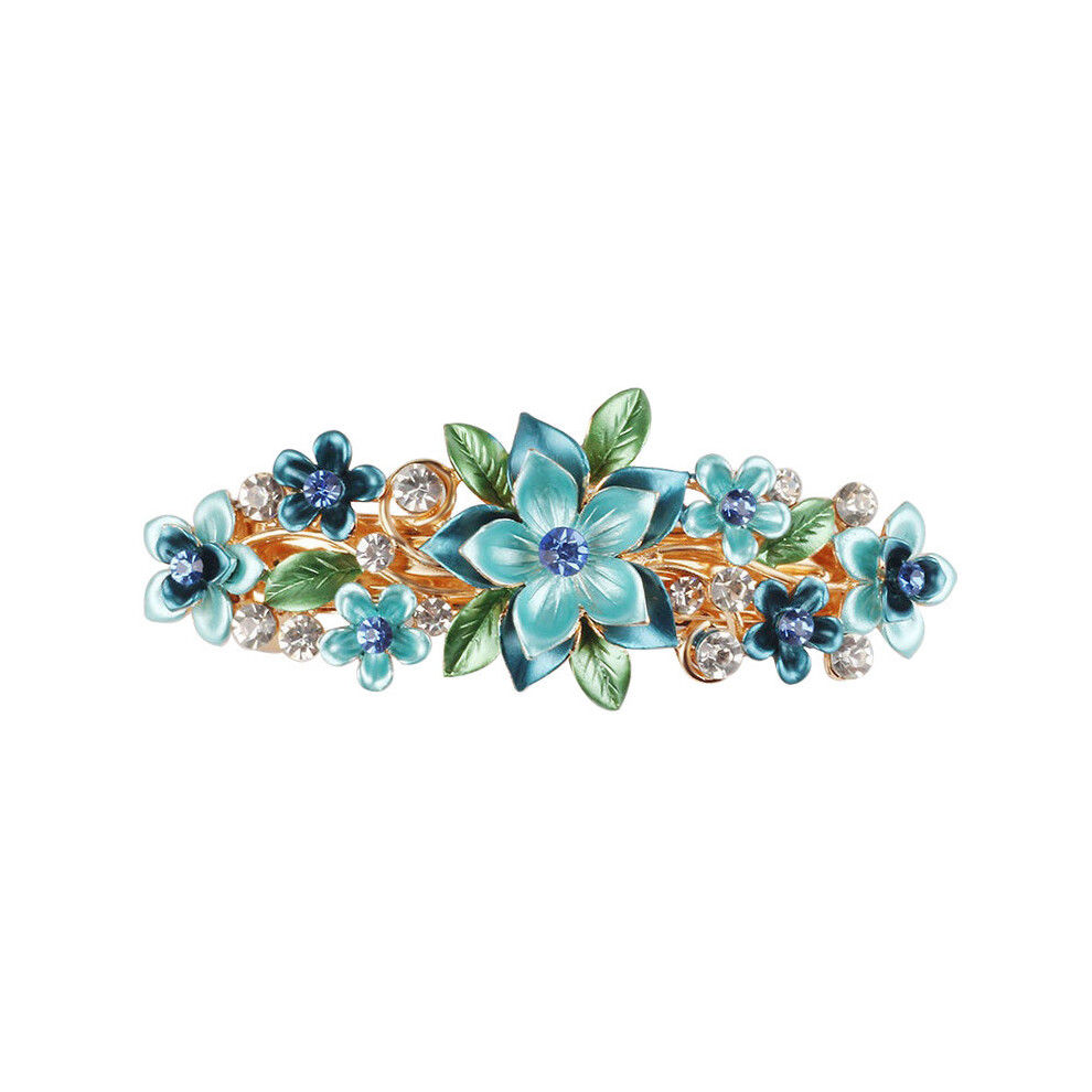 (MHM-01-04-18) Version coréenne de la pince à cheveux à ressort en forme de fleur de cristal avec plaque de laque