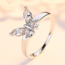 Bague papillon en argent sterling 9925 avec zircone cubique pour femmes et filles, bijoux punk de fiançailles