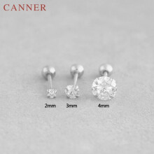 (D2mm) 1pc Boucles d'oreilles Ă tige en argent sterling 925 avec cristal de zircone 1pc Mode 3 griffes Tragus
