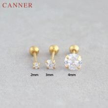 (C3mm) 1pc Boucles d'oreilles Ă tige en argent sterling 925 avec cristal de zircone 1pc Mode 3 griffes Tragus