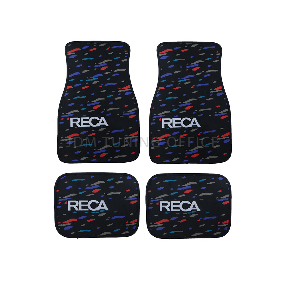 (Noir) Tapis de sol antidérapant personnalisé RECARO Confetti Matt 4 pièces Tapis de voiture Tapis de protection