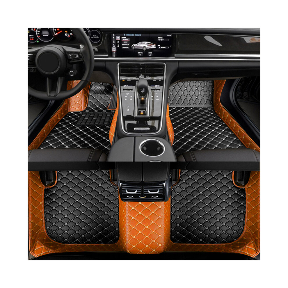 Tapis de sol de voiture en similicuir (orange et noir) pour Mercedes Benz CLS C218 4 places (années 2010-2017)