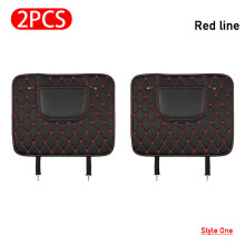 (S Rouge 2PC Style One) Protection de dossier de siège de voiture en cuir PU Tapis anti-coups de pied pour bébés