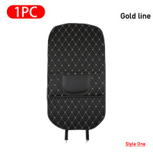 (L Gold 1PC Style One) Protection de dossier de siège de voiture en cuir PU Tapis anti-coups de pied pour bébés