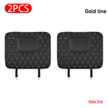 (S Gold 2PC Style One) Protection de dossier de siège de voiture en cuir PU Tapis anti-coups de pied pour bébés