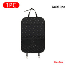 (L Gold 1PC Style Two) Protection de dossier de siège de voiture en cuir PU Tapis anti-coups de pied pour bébés
