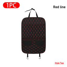 (L Rouge 1PC Style Deux) Protection de dossier de siège de voiture en cuir PU Tapis anti-coups de pied pour bébés