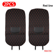 (L Rouge 2PC Style One) Protection de dossier de siège de voiture en cuir PU Tapis anti-coups de pied pour bébés