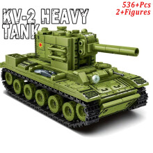 (Pas de boîte 2 figurines) Nouveau char militaire lourd soviétique KV 2 Blocs de construction de voiture militaire