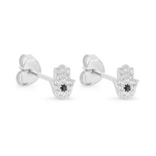 (B)925 Sterling Silver Fashion Hamsa Hand Clear CZ Stud korvakorut naisille 2024 Trend Hopea Korut Lahja Gotico