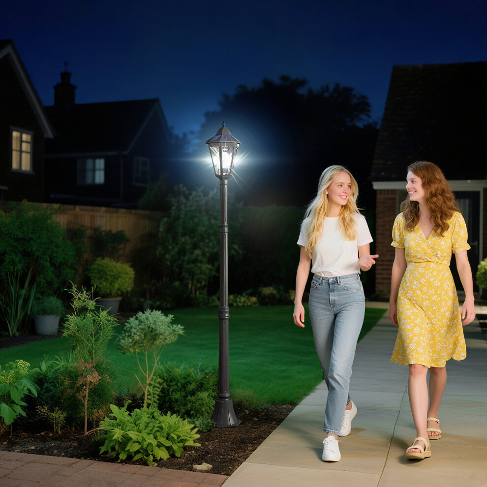 Outsunny Outdoor Solar Powered Lantern Lamp Garden Lamp Post Light Black