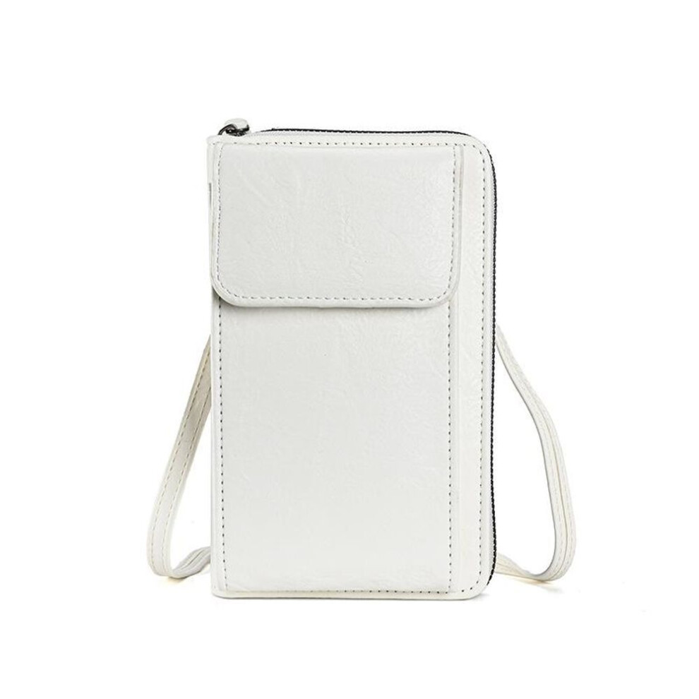 (white) Girl Women Wallet Shoulder Mini Leather Bags Straps Mobile Phone Big Card Holders Wallet Handbag Money Pockets Girls Small Bags