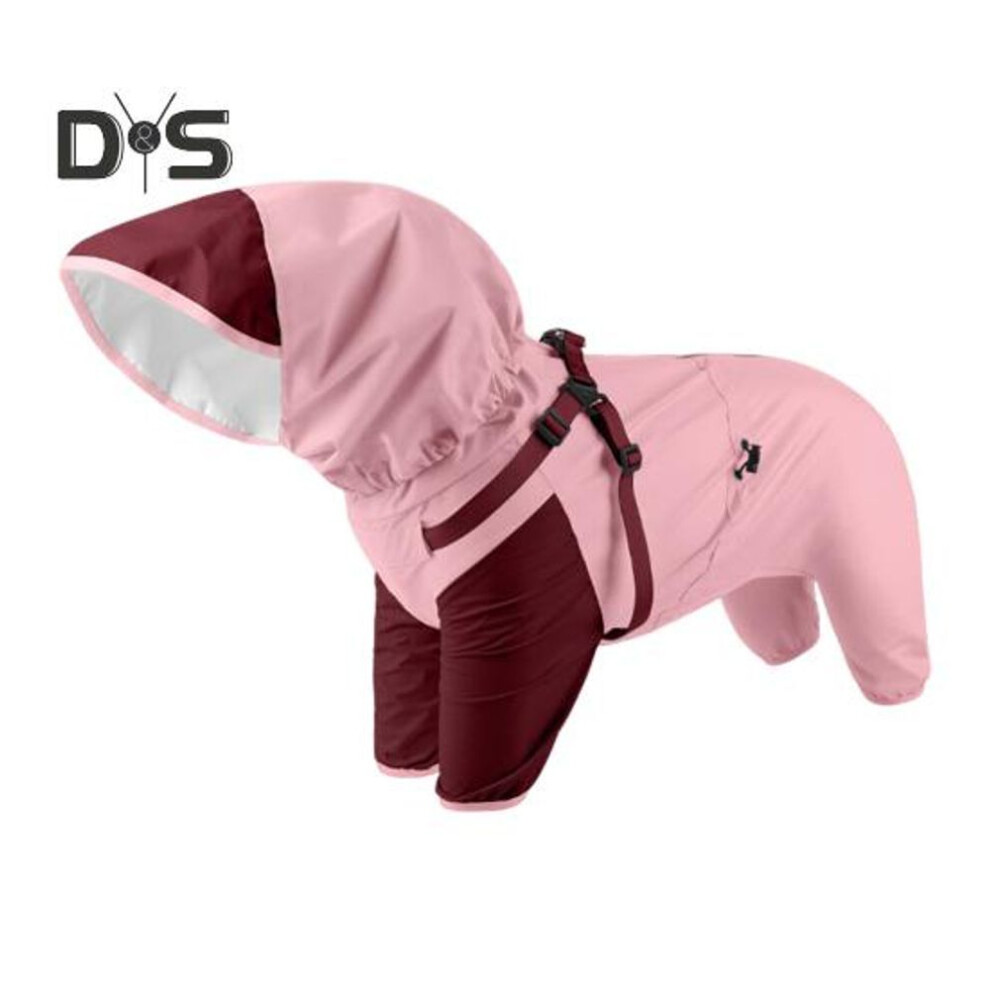 (L, pink) Pet Raincoat Hooded Dog Rain Jacket Double Layer Waterproof Poncho Outdoor Rainwear Clothing for Small Medium Dogs