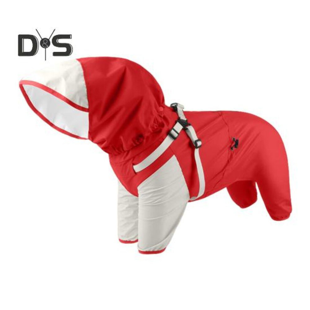 (L, red) Pet Raincoat Hooded Dog Rain Jacket Double Layer Waterproof Poncho Outdoor Rainwear Clothing for Small Medium Dogs