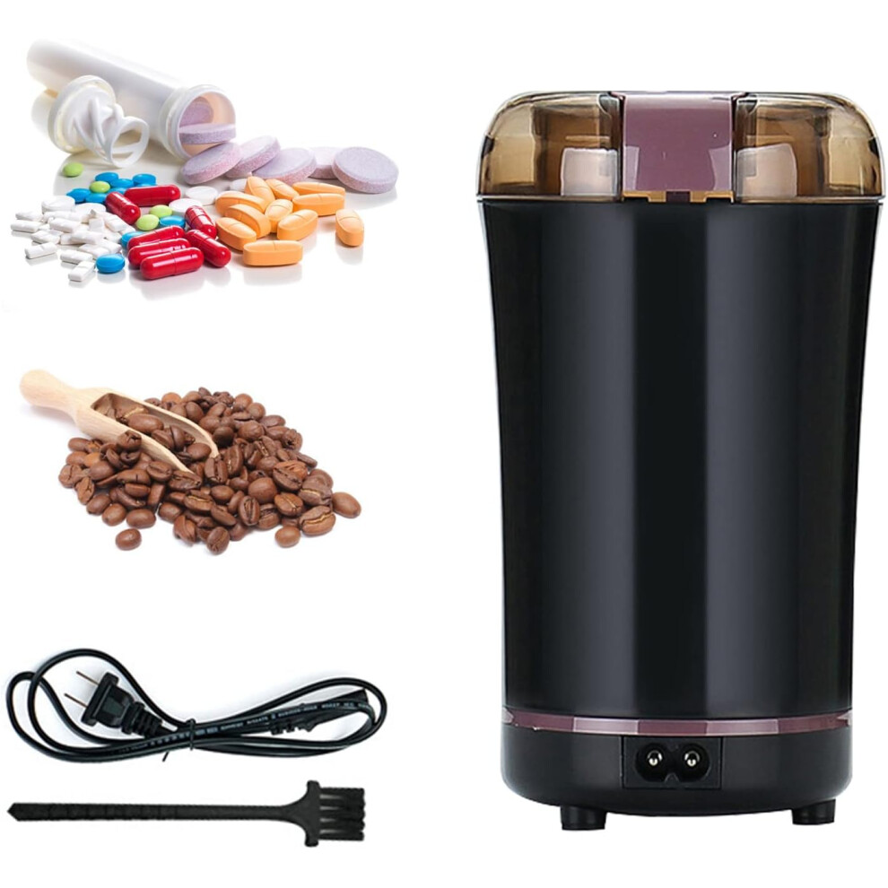 Black (Black) Multifunctional Electric Pill Crusher Grinder- Grind The Medicine And Vitamin Or Coffee Beans Tablets Of Different Sizes Into Fine Powder-Grin
