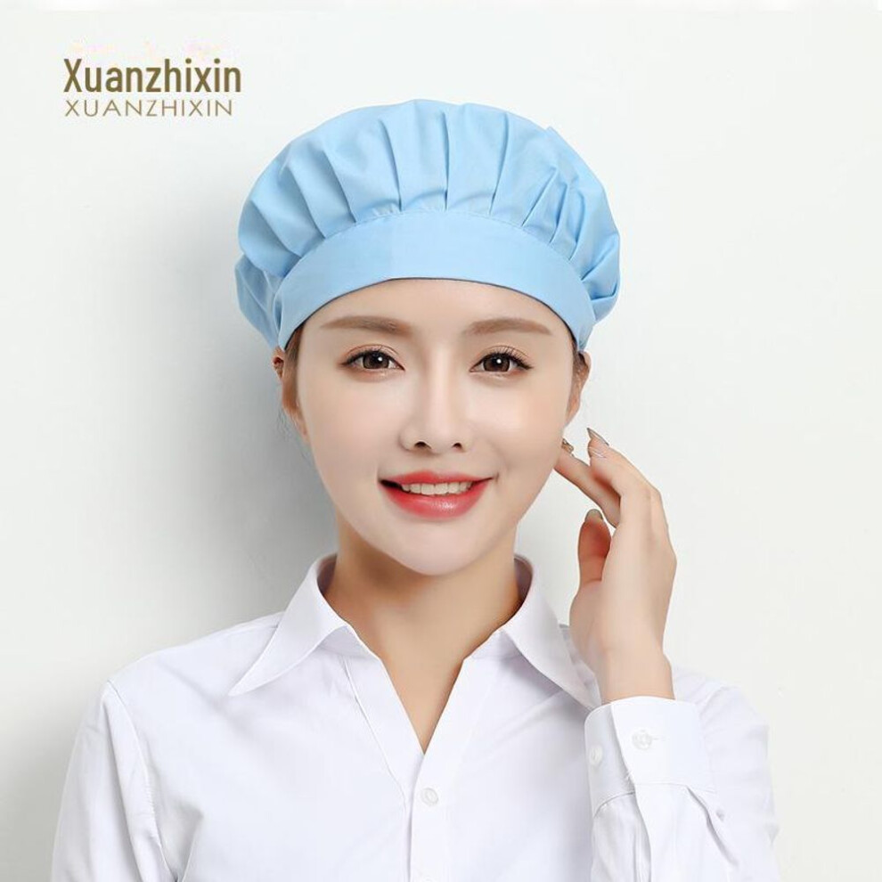 (light blue, Wide-brimmed cloth hat, One size [elastic]) Dustproof Mesh Kitchen Hat for Men & Women – Breathable & Hygienic Chef Cap
