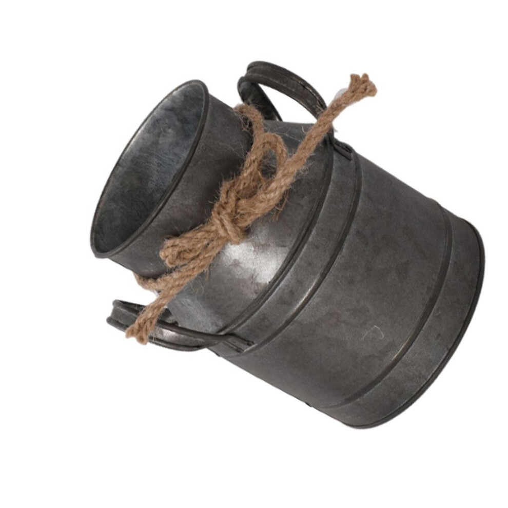 (as the picture, E) French Country Elegance Iron Flower Vase Small Primitive Farmhouse Jug Milk Can for Floral Arrangements Country Vase