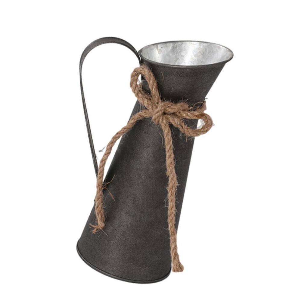 (as the picture, F) French Country Elegance Iron Flower Vase Small Primitive Farmhouse Jug Milk Can for Floral Arrangements Country Vase