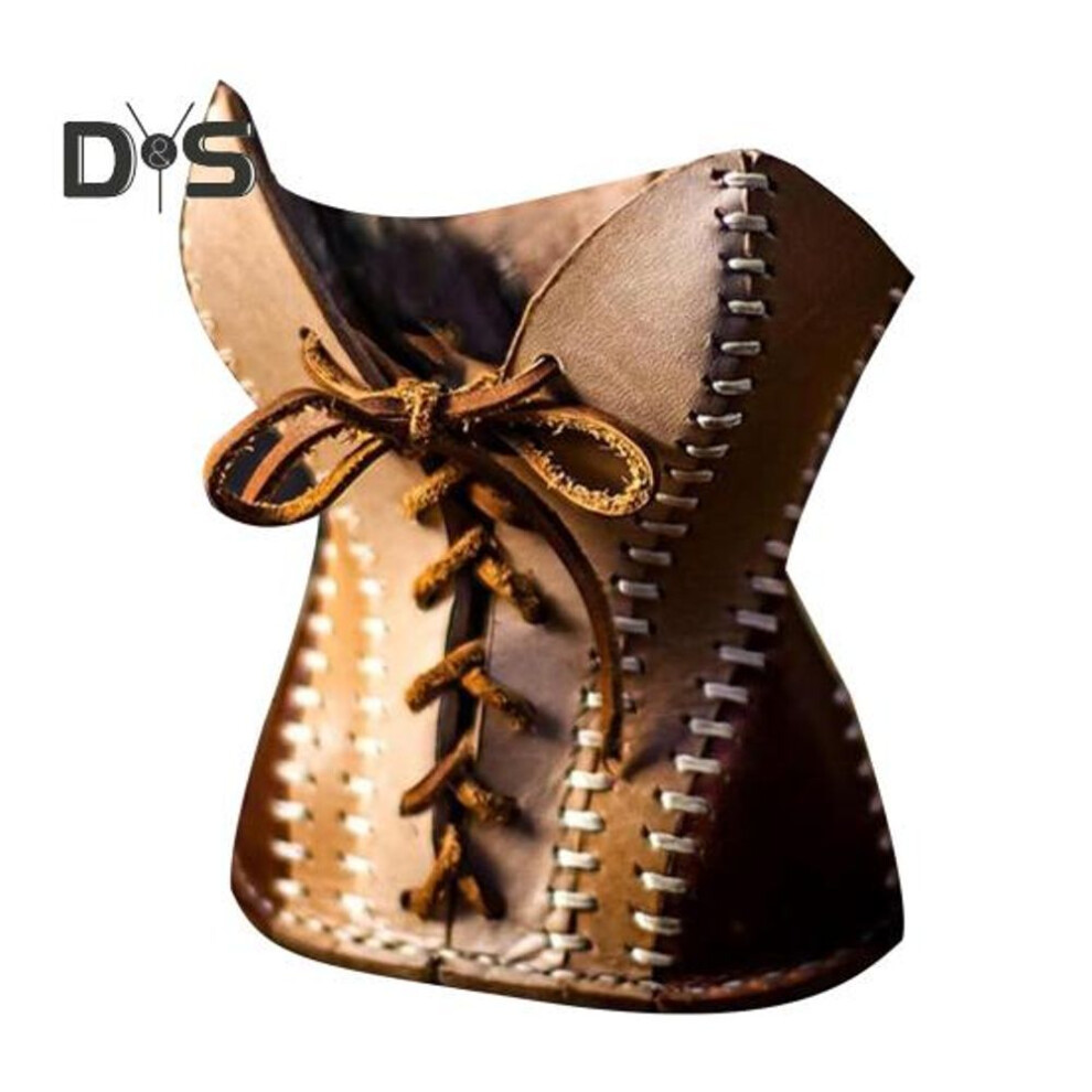 (yellow, 1pc) Faux Leather Corset Pen Holder Home Office School Classroom Desk Pencil Cup Organizer Corset Shape Stationery Container Desktop Decoration Ornament