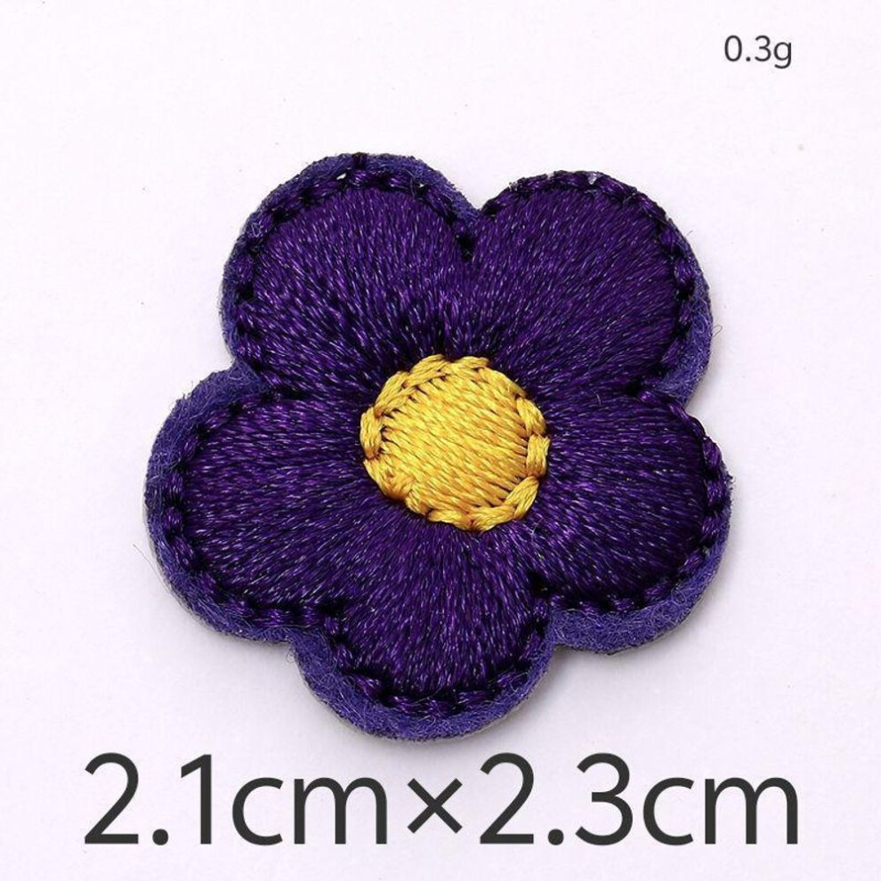 (dark purple, A-705) Multi-Color Small Flower Embroidered Cloth Patches for DIY Crafts and Accessories