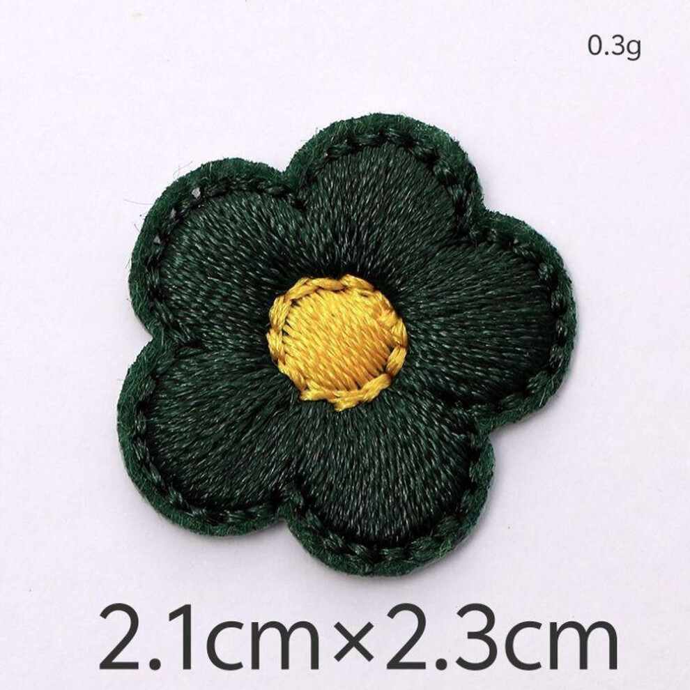 (dark green, A-711) Multi-Color Small Flower Embroidered Cloth Patches for DIY Crafts and Accessories