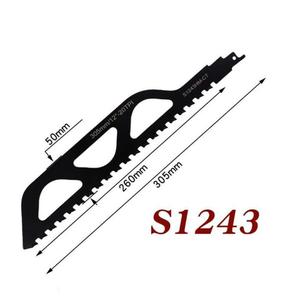 (as the picture, S1243) Tungsten Carbide Alloy Reciprocating Saw Blade Hard Alloy Saber Saw Aerated Cement Bricks Concrete Stone Demolition Cutting Tool