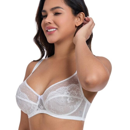 (black, 40) Large size new lace trim bra full coverage bra, no padding, ultra-thin and comfortable 2