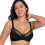 (black, 40) Large size new lace trim bra full coverage bra, no padding, ultra-thin and comfortable 2