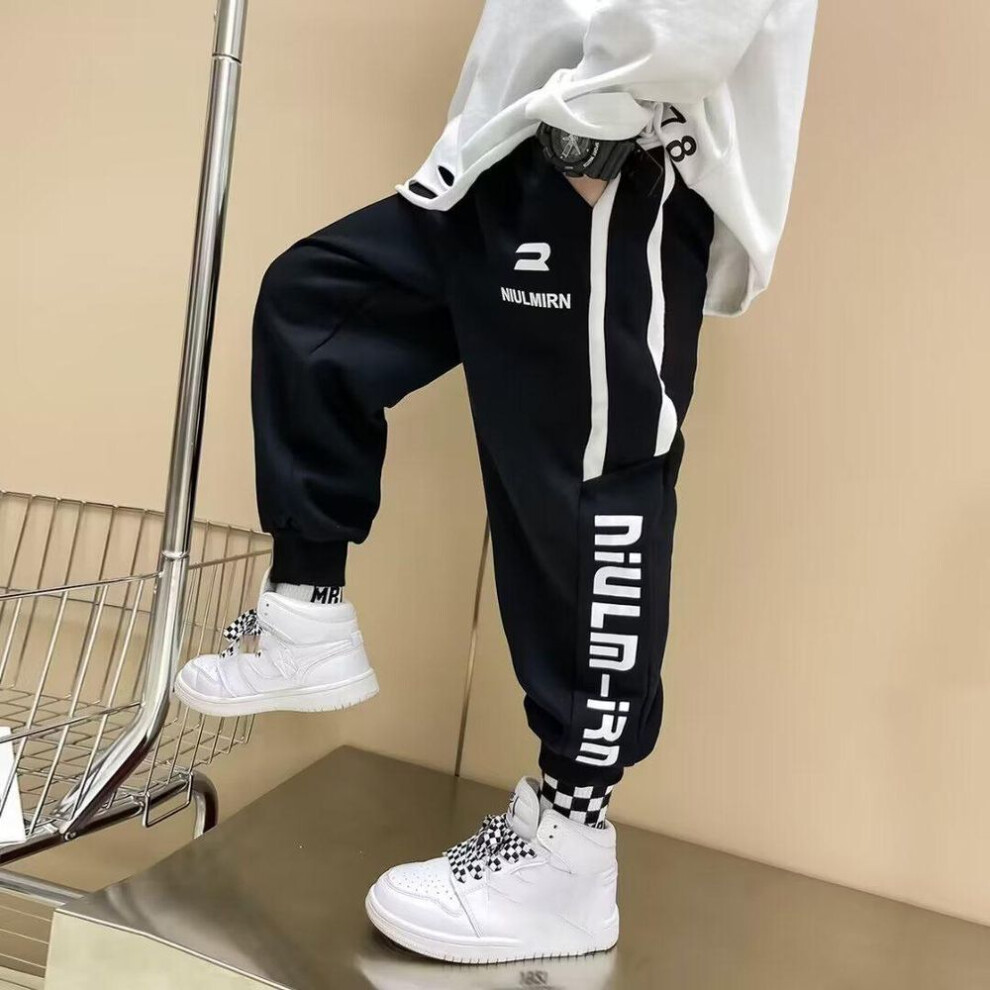 (black, 140) Summer Kids Clothes Boys' Pants Simplicity Casual Street Sports Trousers 3-14Y Adolescent Children's Fashion Letter Print Pants