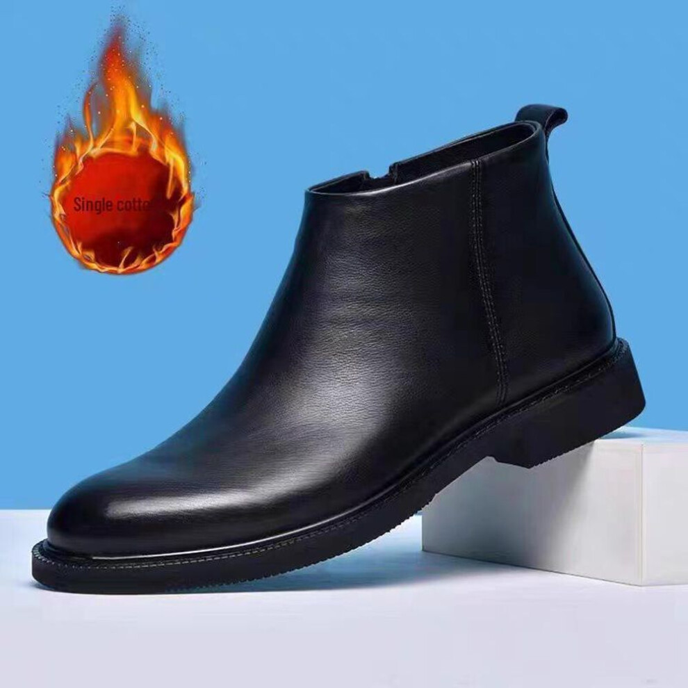 (black, cotton boots; 44) Men's 2024 Autumn/Winter Formal Leather Martin Boots with Cotton Lining - Style 91229
