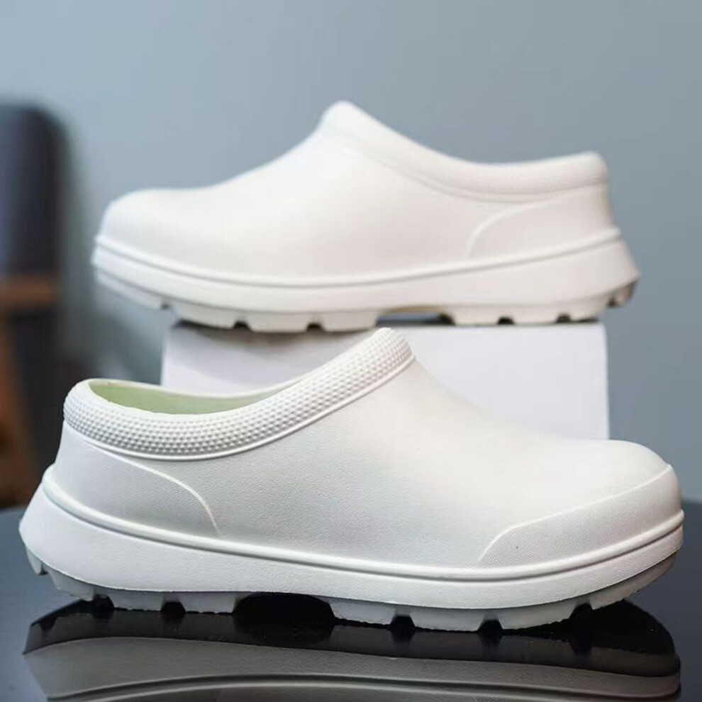 (white, 43) Kitchen Shoes Men Garden Clogs Outdoor Casual Waterproof Rain Shoes Non-slip Restaurant Work Shoes Oil Proof Chef Shoe
