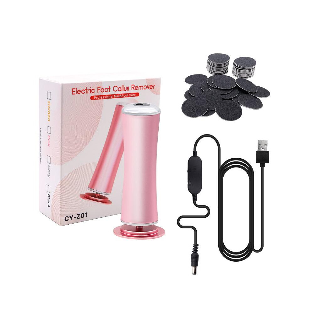 Pink (Pink) Electric Foot File, Foot Dead Skin Remover With 60Pcs Replacement Sandpaper, Callus Remover Tool, Pedicure Tools For Home & Travel