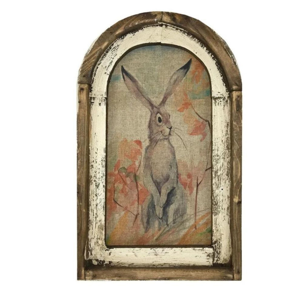 (brown, Rabbit and Flower) Farmhouse Bunny Art Decorations Rustic Wooden Vintage Wall Rabbit Decor | For Living Room, Home Office, And Nursery | Easter Bunny Posters, 2d