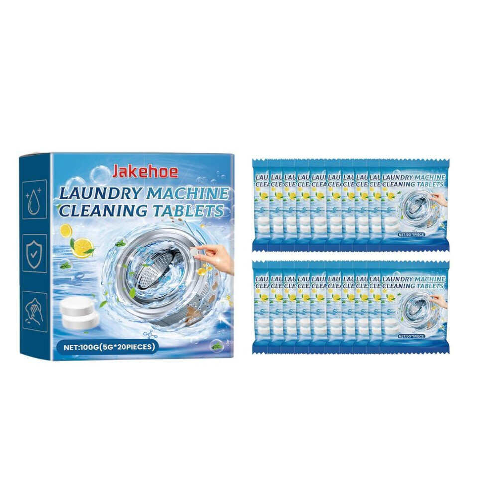 Washing Machine Cleaner Tablets, Deep Clean Washer Drum Sanitizer, Deodorizer Descaler for All Washers (20 Tablets)