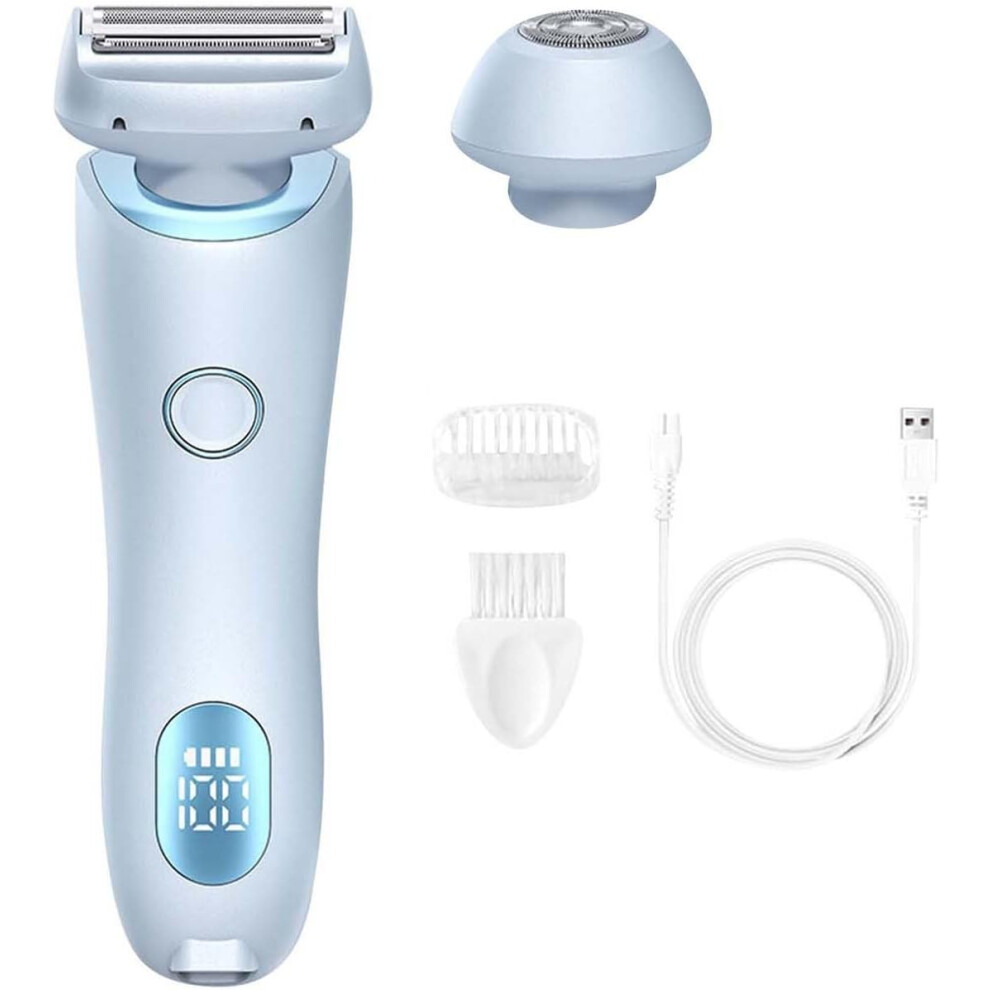 (Blue) Womens Razor Electric Shaver, 2025 New 2 in 1 Waterproof for Smooth Shaving Legs Arms Underarm Bikini Area Painless Hair Removal-image-OPC-PHCZCVR-NEW