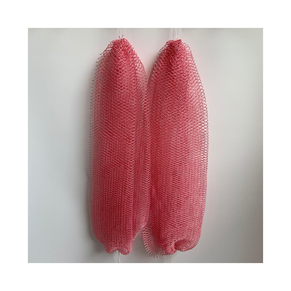 (Rose Pink) 2 PCS Authentic African Exfoliating Bath Net Sponge