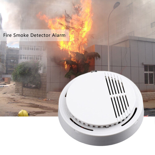 White Home Security Standalone Smoke Detector Fire Alarm Photoelectric Sensor