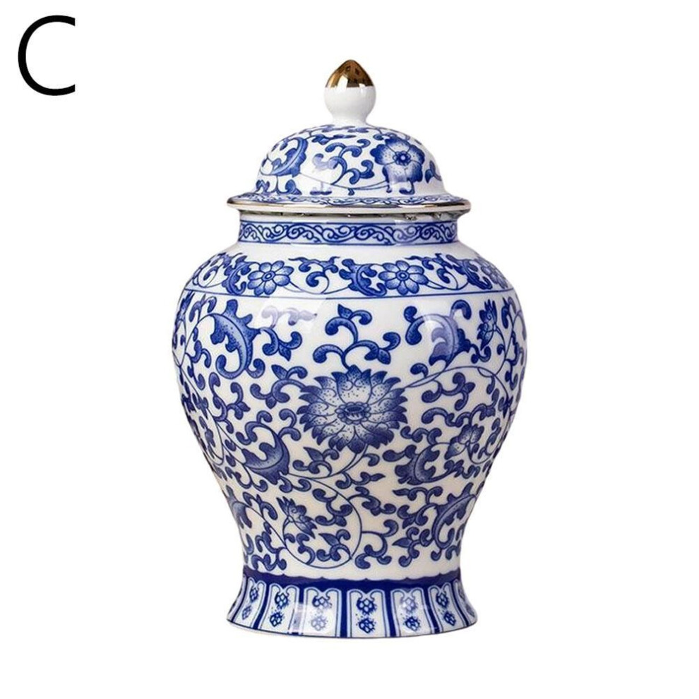 Blue And White Porcelain Tea Canister Ceramic Tea Organizer Box Container Storage Jar Caddy Des H9k9