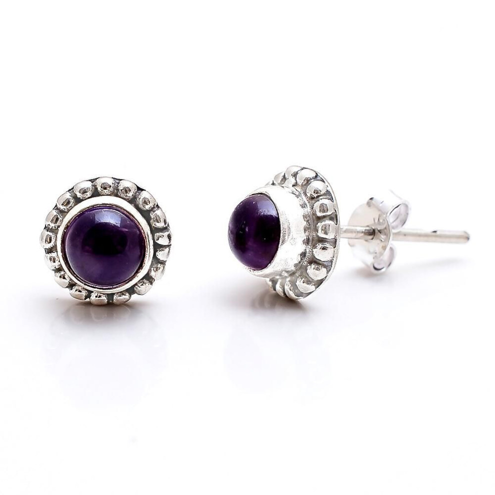 (purple) Amethyst, Lapis, Garnet Silver Earring, Women Jewelry, 925 Sterling Silver Handmade Jewelry, Silver Stud Earring