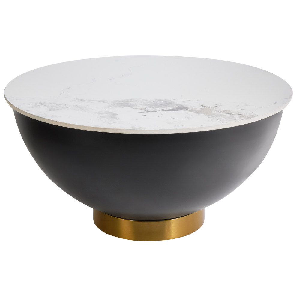 Coffee Table NADINE Ceramic Black with Storage