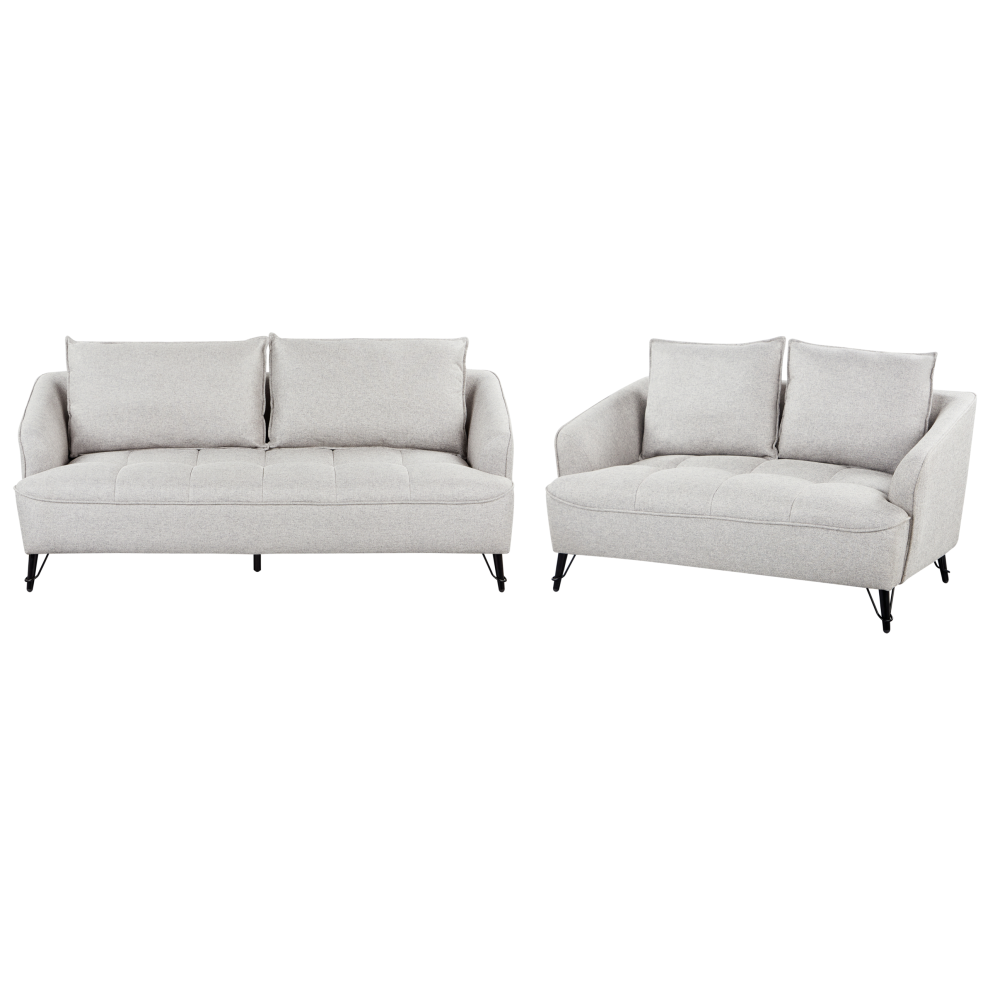 Living Room Set HOBRO Fabric Grey 5 Seater