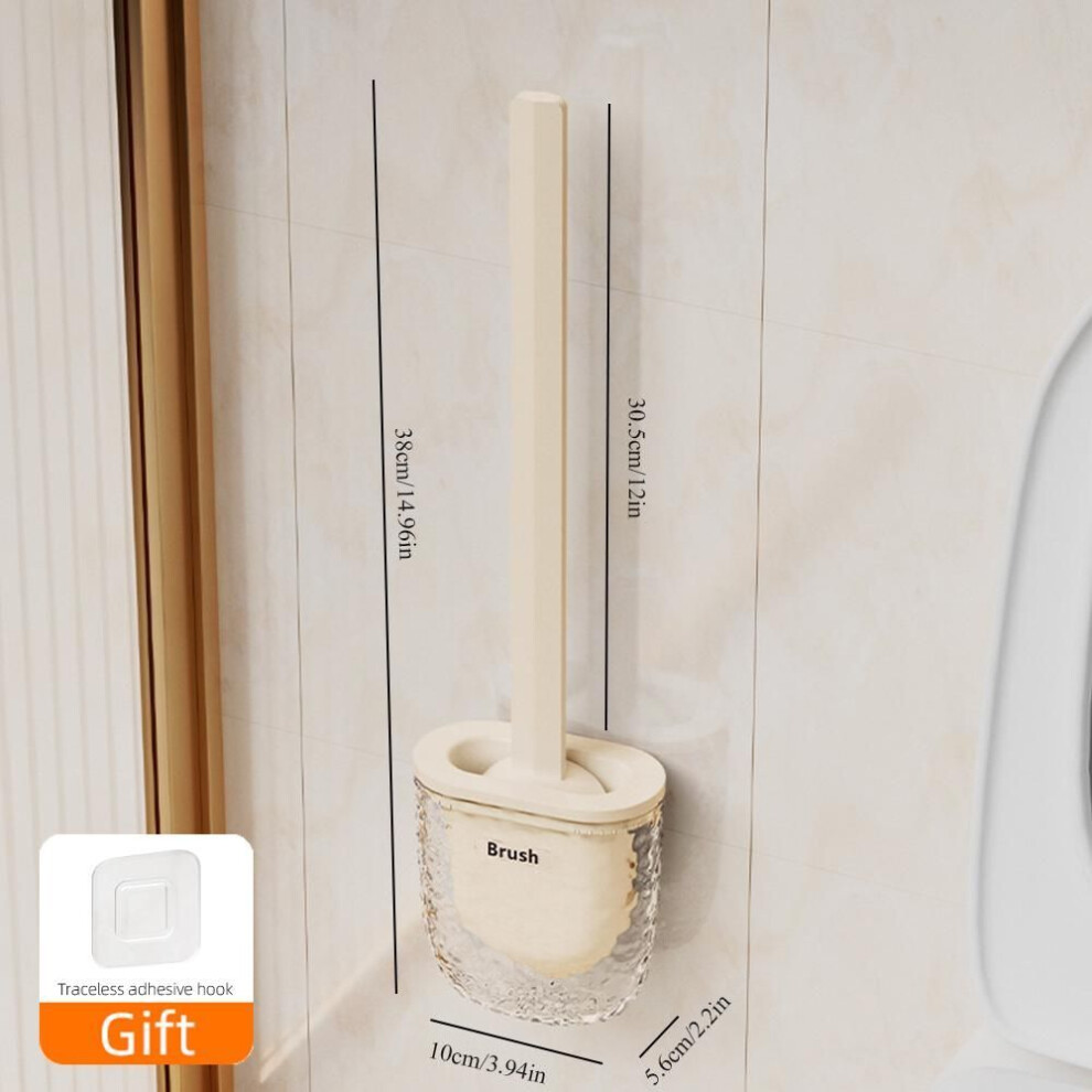 (yellow) New Luxury Toilet Bowl Brush and Holder Set Wall Mounted TPR Silicone Toilet Brush for Bathroom Cleaning Bowl Brush Kit