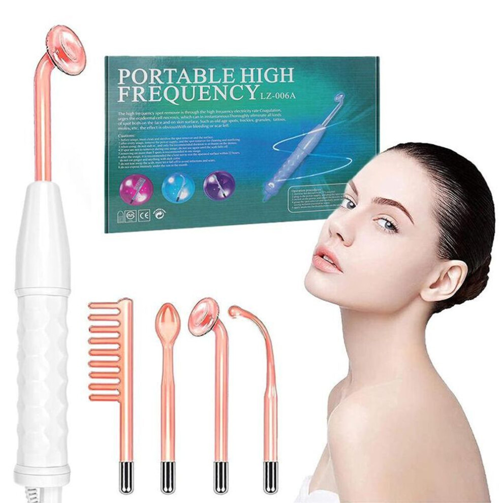 (as the picture, American Standard) High Frequency Facial Therapy Wand Portable Beauty Device For Acne Treatment Skin Care Massage 3 Modes