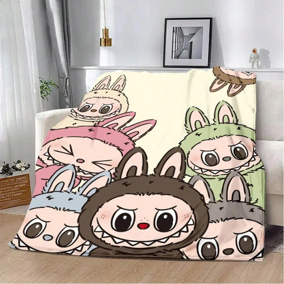 (7, 75x100cm) Cute Cartoon Labubu Printed Blanket Picnic Blankets Warm Blanket Soft and Comfortable Blanket Home Travel Birthday Gift