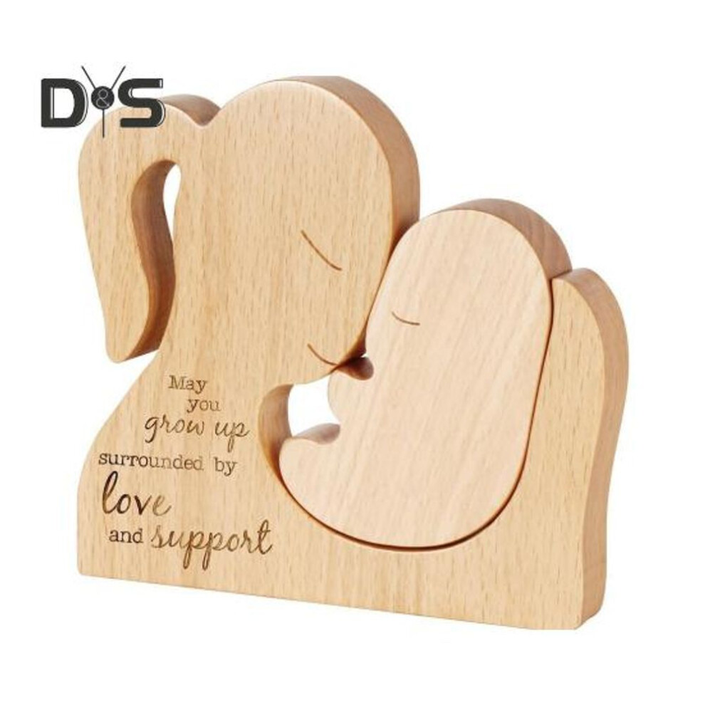 Wooden Mother Baby Puzzle Decoration Mom Cradling Newborn Babies Jigsaw Wood Statue Sculpture Home Desktop Ornament Mother's Day Warming Gift