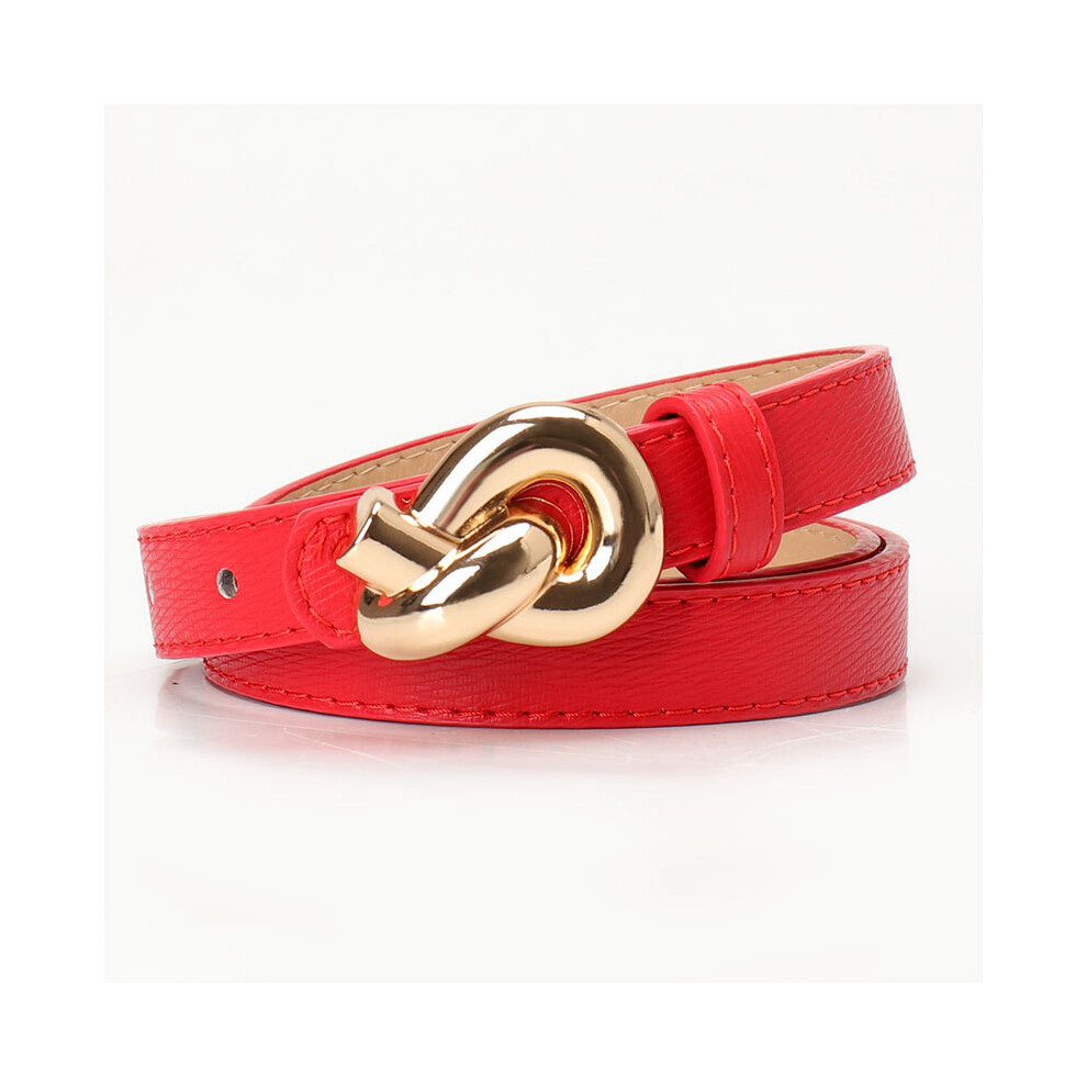 (Red)Ceinture femme en cuir avec boucle élégante pour robe polyvalente et occasions décontractées