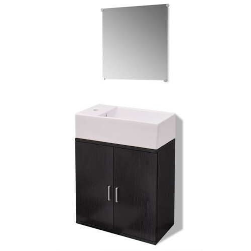 VidaXL vidaXL 3-tlg. Badmöbel-Set mit Waschbecken Schwarz 1