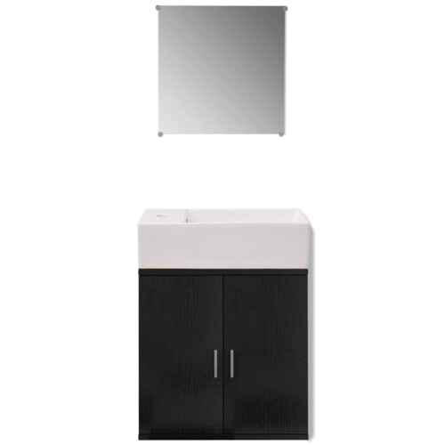VidaXL vidaXL 3-tlg. Badmöbel-Set mit Waschbecken Schwarz 2